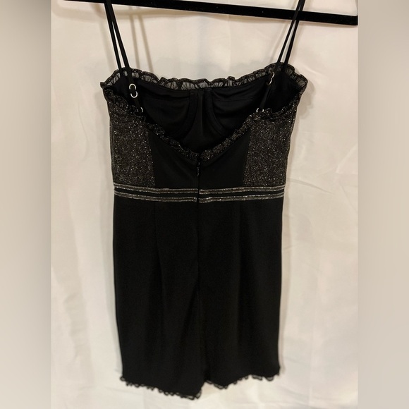 H:ours el dorado mini dress XS corset black metallic romantic whimsy goth​​​​​​ - Picture 12 of 16